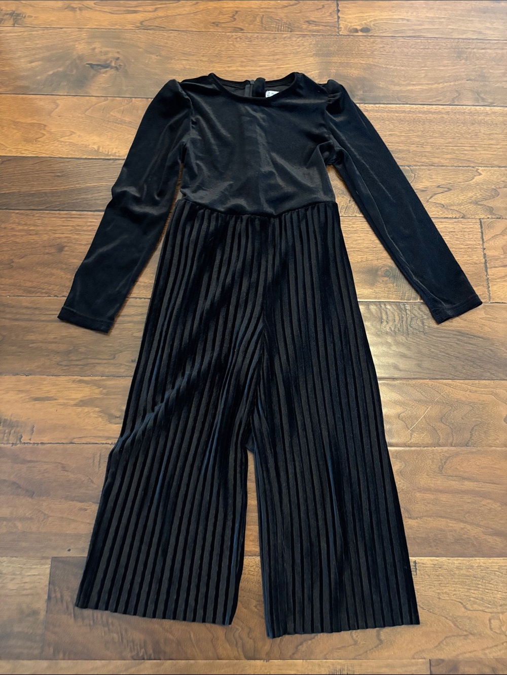 Mayoral Black Velvet Pleated Wide-Leg Jumpsuit